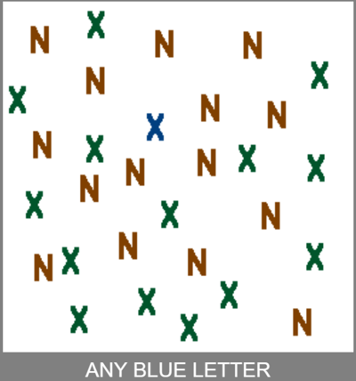 an image with letters, one of the letters is a blue N
